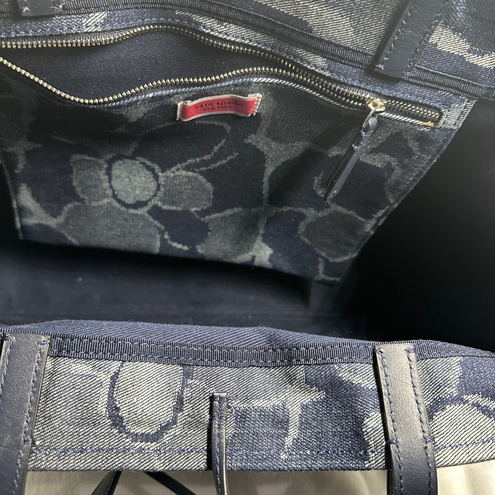 Kate Spade Navy and Gray Denim Tote - Picture 2 of 2